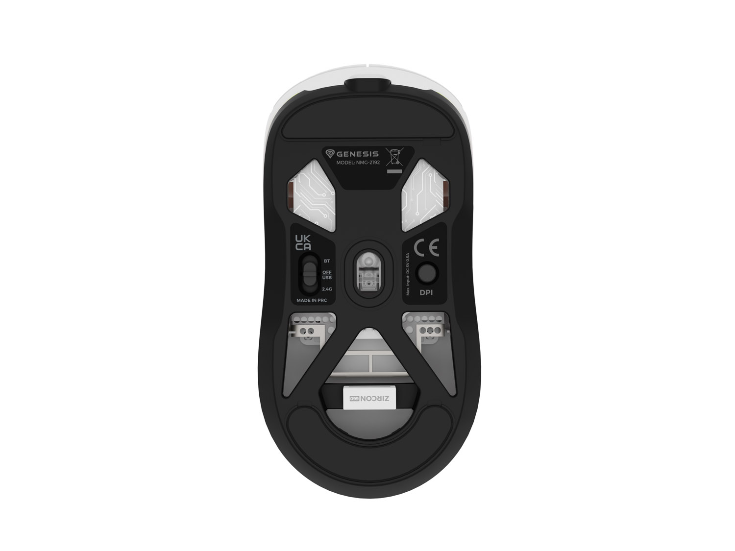 Genesis herná myš ZIRCON 660/ Herná/ Optická/ 12 000 DPI/ Drôtové/ Bezdrôtové/ Biela 