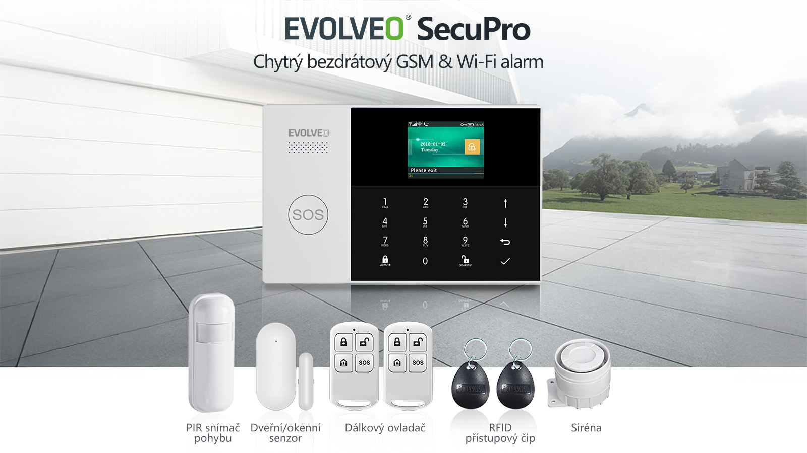 EVOLVEO SecuPro,  chytrý bezdrátový GSM&Wi-Fi zabezpečovací systém 