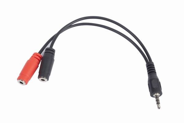 Kábel CABLEXPERT rozdvojka jack 3, 5 mm (4 pólový) na 2x3, 5mm M/ F, 20cm, čierny