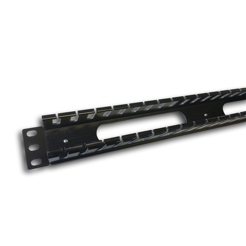 19" vyväzovací panel 1U jednostr.plast.lišta (BK) 