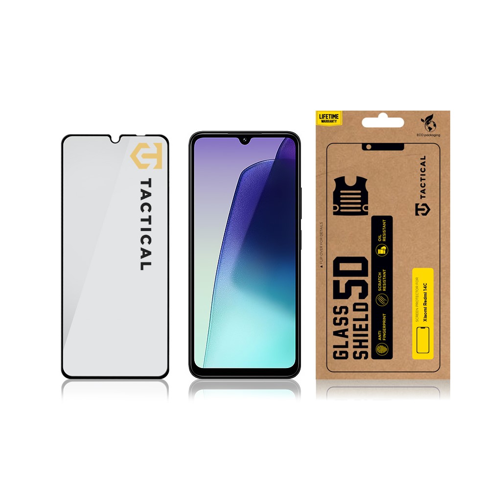 Tactical Glass Shield 5D sklo pre Xiaomi Redmi 14C 4G/ A4 5G/ A5/ Poco C75 Black 