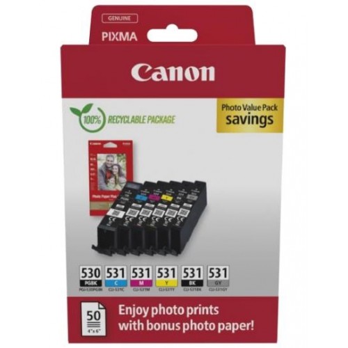 Canon PGI530/ CLI 531 PGBK/ C/ M/ Y/ BK/ GY PHOTO VALUE