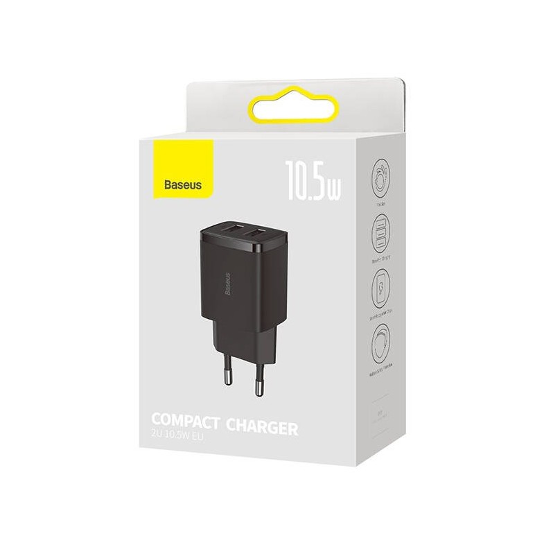 Baseus nabíjačka do siete Compact 2xUSB 10, 5W čierna 