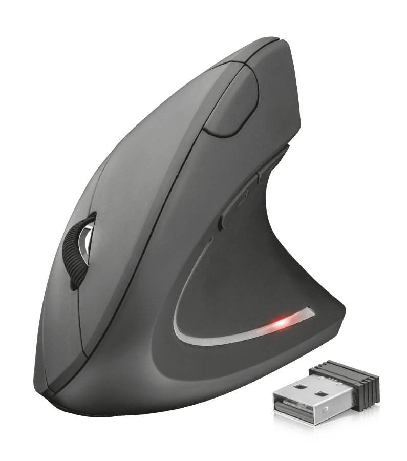 TRUST Verto/ Vertikálna/ Optická/ Pre pravákov/ 1 600 DPI/ Bezdrôtová USB/ Čierna