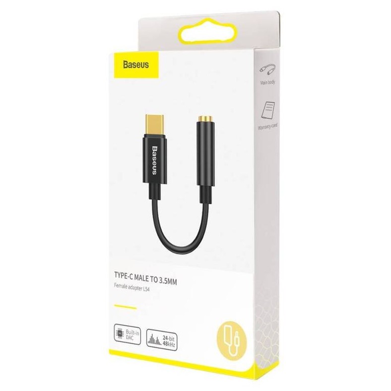 Baseus audio adaptér z USB-C na Jack 3, 5mm čierny 