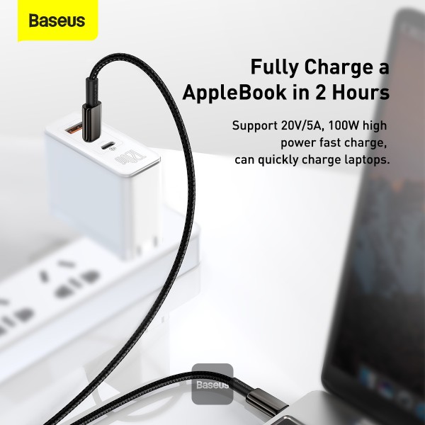 Baseus dátový kábel Tungsten Gold USB-C/ USB-C 2m 100W čierny 