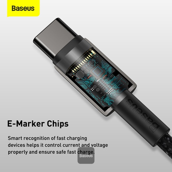 Baseus dátový kábel Tungsten Gold USB-C/ USB-C 2m 100W čierny 