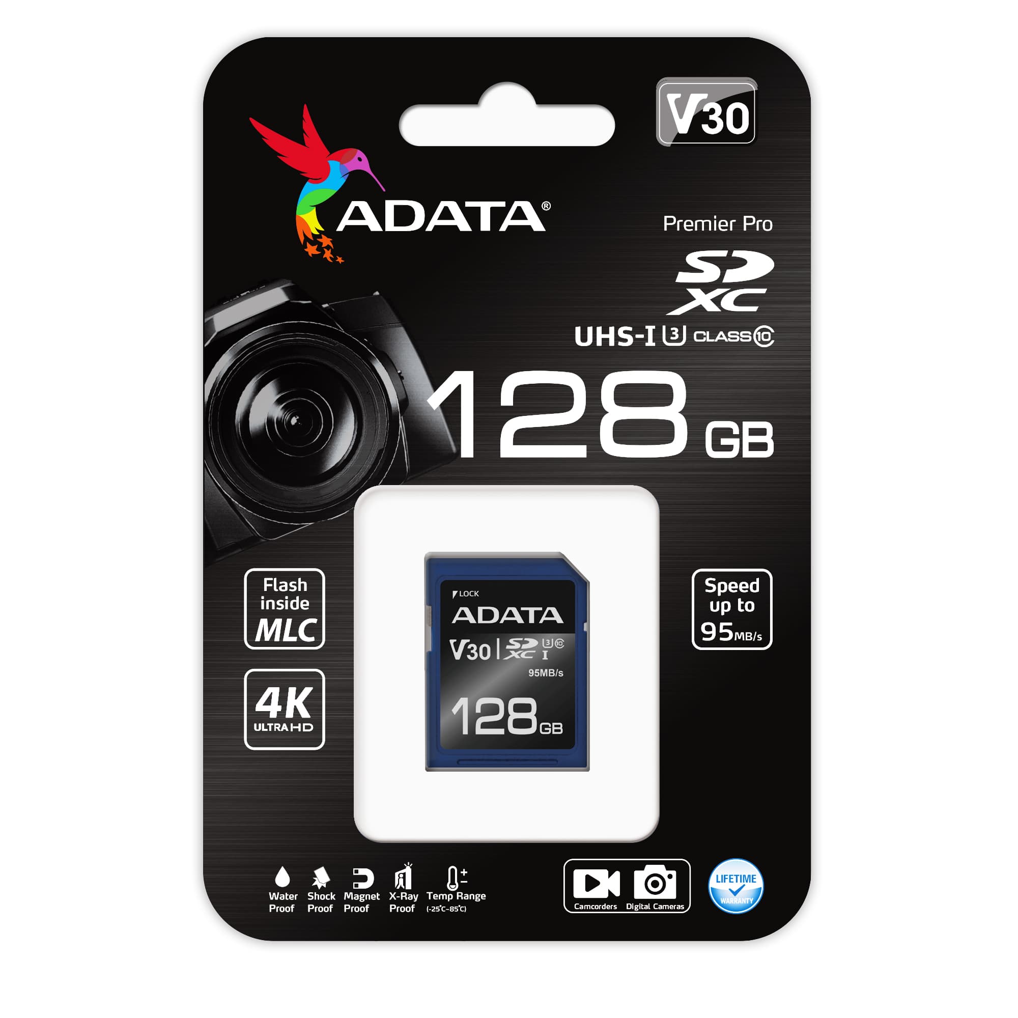 ADATA V30S/ SDXC/ 128GB/ 95MBps/ UHS-I U3 / Class 10 