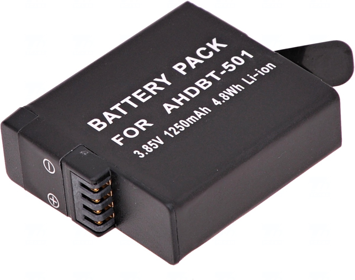 Batéria T6 Power pre GoPro Hero5, Hero6 Black, AHDBT-501, AABAT-001, 601-10197-000, 1250mAh, 4, 8Wh