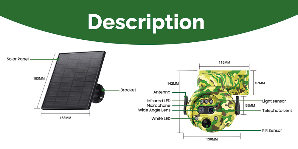 Viking solární outdoorová HD kamera HDs04 4G,  šedá 