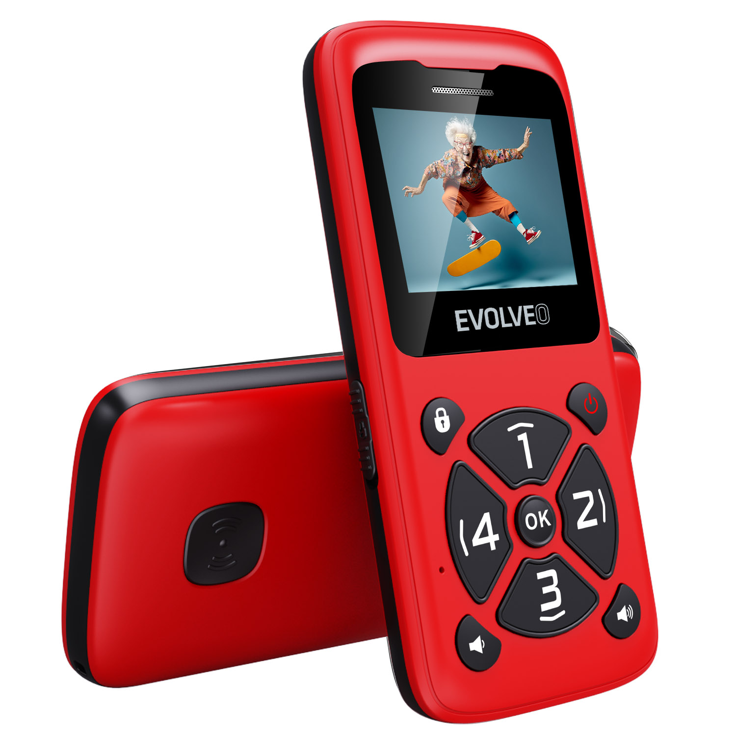 EVOLVEO EasyPhone ID, mobilný telefón pre seniorov, červená 