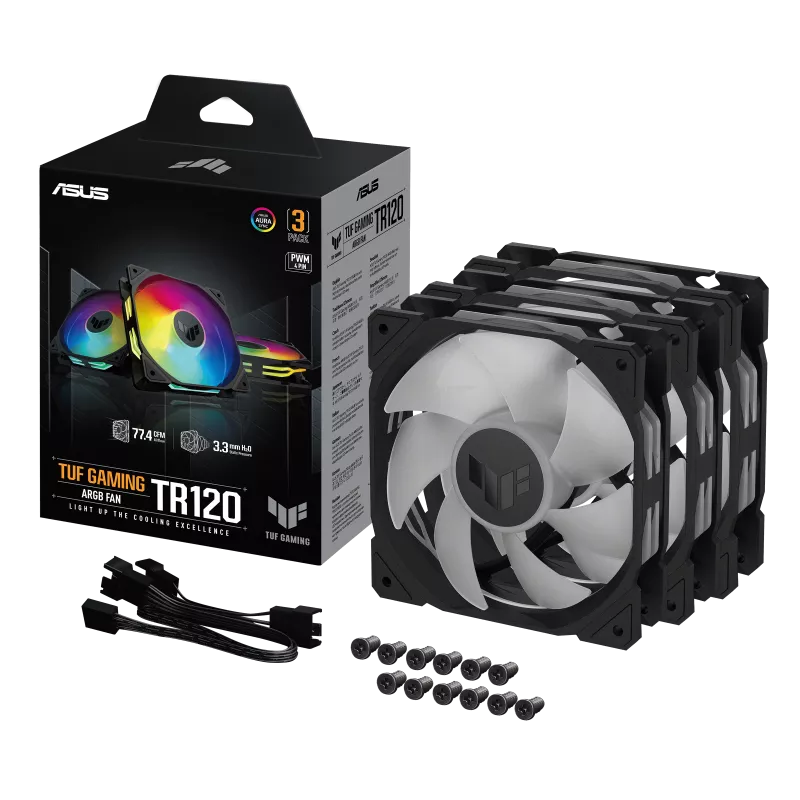 ASUS ventilátor TUF GAMING TR120 ARGB,  3x120mm,  černá 