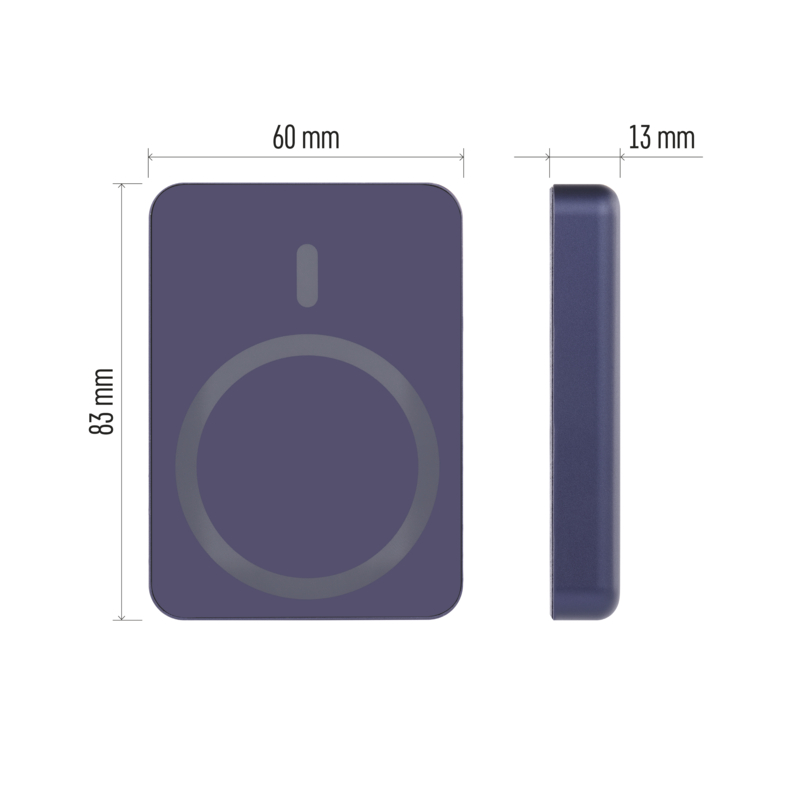 EMOS POWERBANKA WI 522, bezdrôtové nabíjanie 20W, 5.000mAh, MODRÁ, 1xUSB-C 