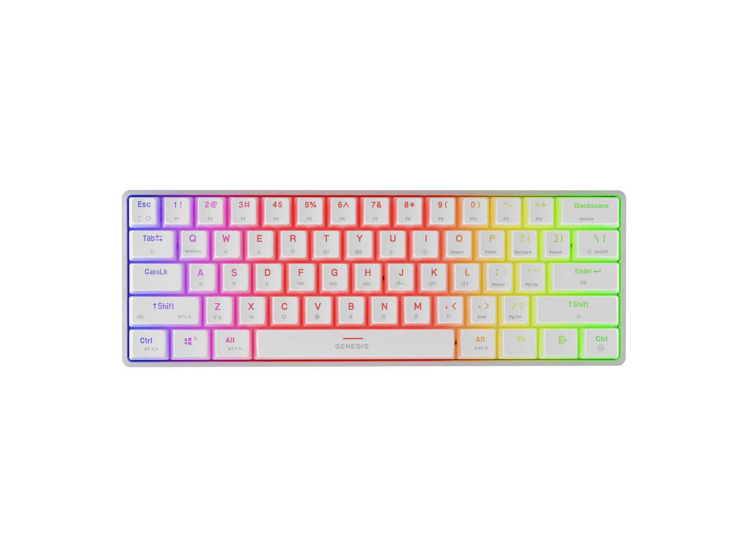Genesis herná klávesnica THOR 660 G2/ Gateron Red/ USB+BT/ US layout/ Biela 