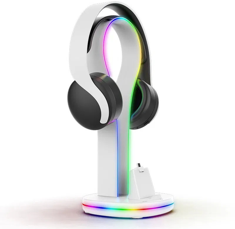 iPega P5P23 Nabíjací RGB Stojan pre Playstation Portal Remote Player s Držiakom na Slúchadlá White 
