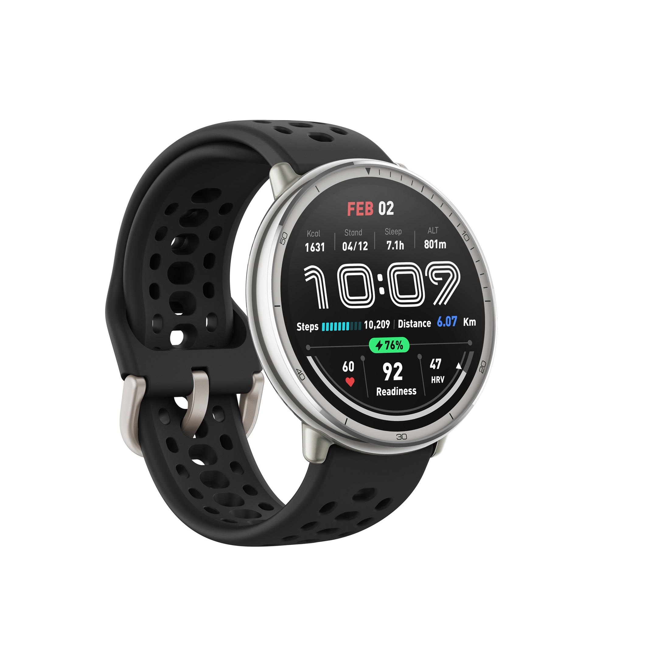 Amazfit Active 2 Round/ Silver/ Šport Band/ Black 