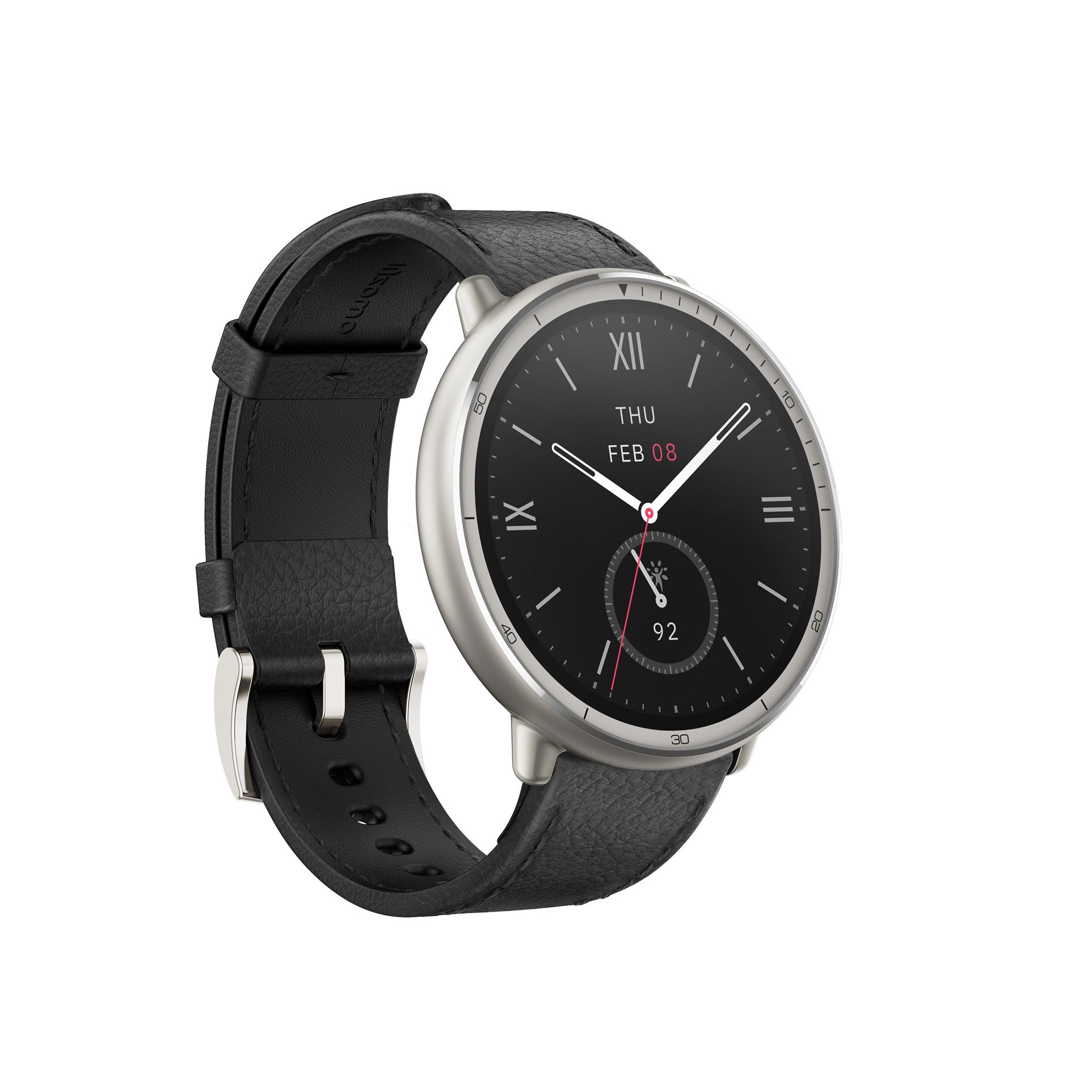 Amazfit Active 2 Round NFC/ Silver/ Elegant Band/ Black Leather 