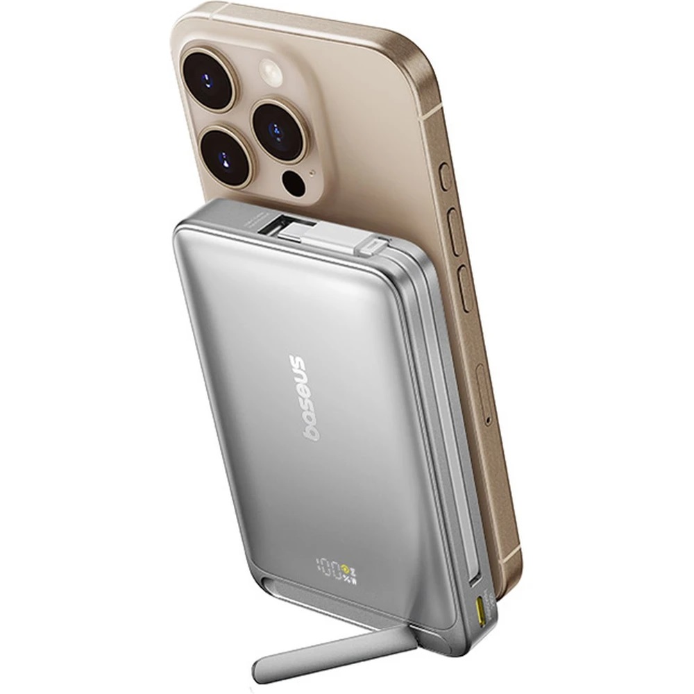 Baseus Powerbanka PicoGo Qi2 10000mAh 45W s káblom USB-C sivá 
