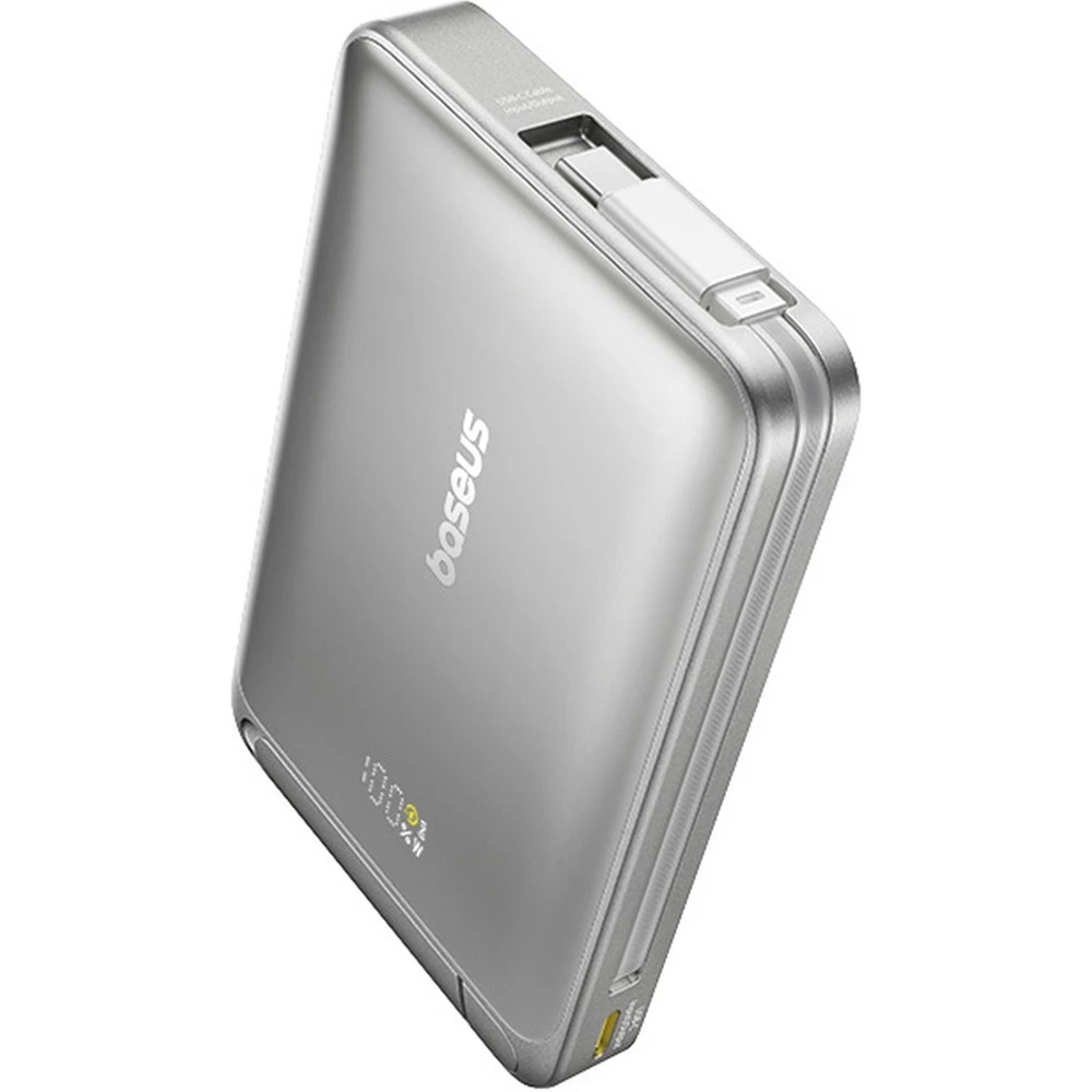 Baseus Powerbanka PicoGo Qi2 10000mAh 45W s káblom USB-C sivá 