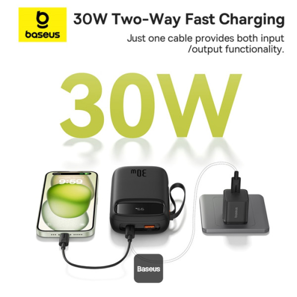 Baseus Powerbanka Qpow2 20000mAh 30W s USB-C káblom čierna 