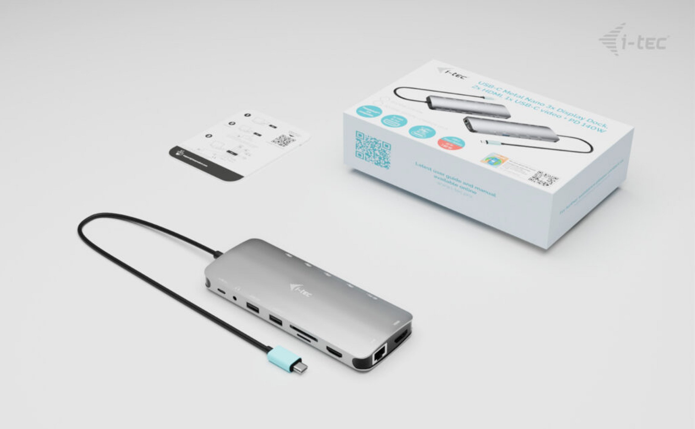 i-tec USB-C Metal Nano 3x Display Dock, 2x HDMI 1x USB-C video, Power Delivery 140W 