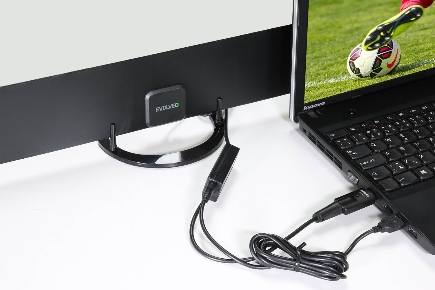 EVOLVEO Xany 2B, 230/ 5V, aktívna izbová anténa FM/ DAB+/ DVB-T2, filter LTE, 4G, 5G 