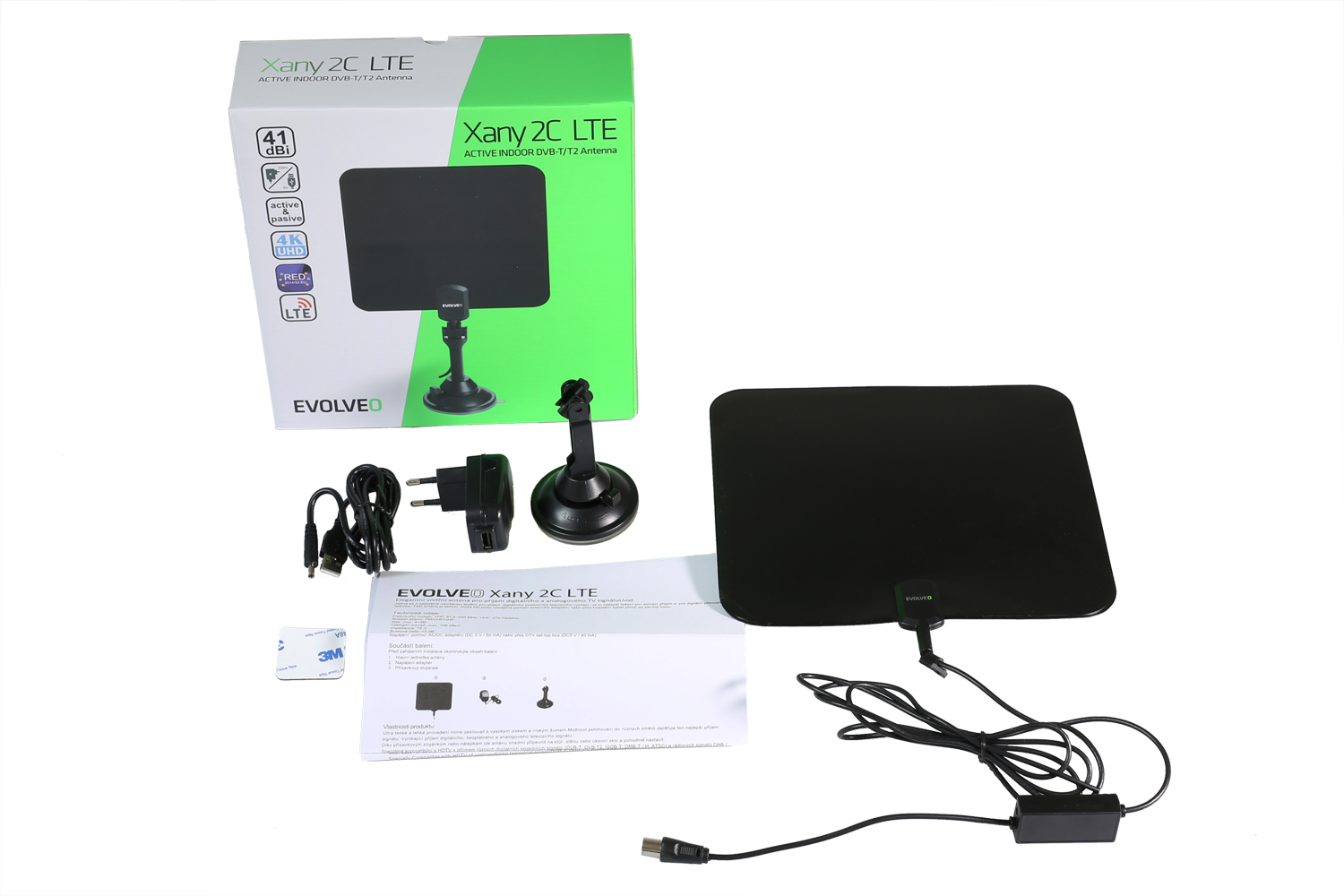 EVOLVEO Xany 2C LTE 230/ 5V, aktívna izbová anténa FM/ DAB+/ DVB-T/ T2, filter LTE 