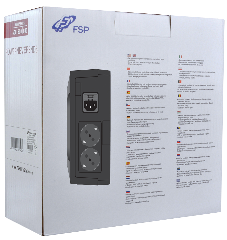 FSP UPS Nano 800, 800 VA / 480 W, offline 