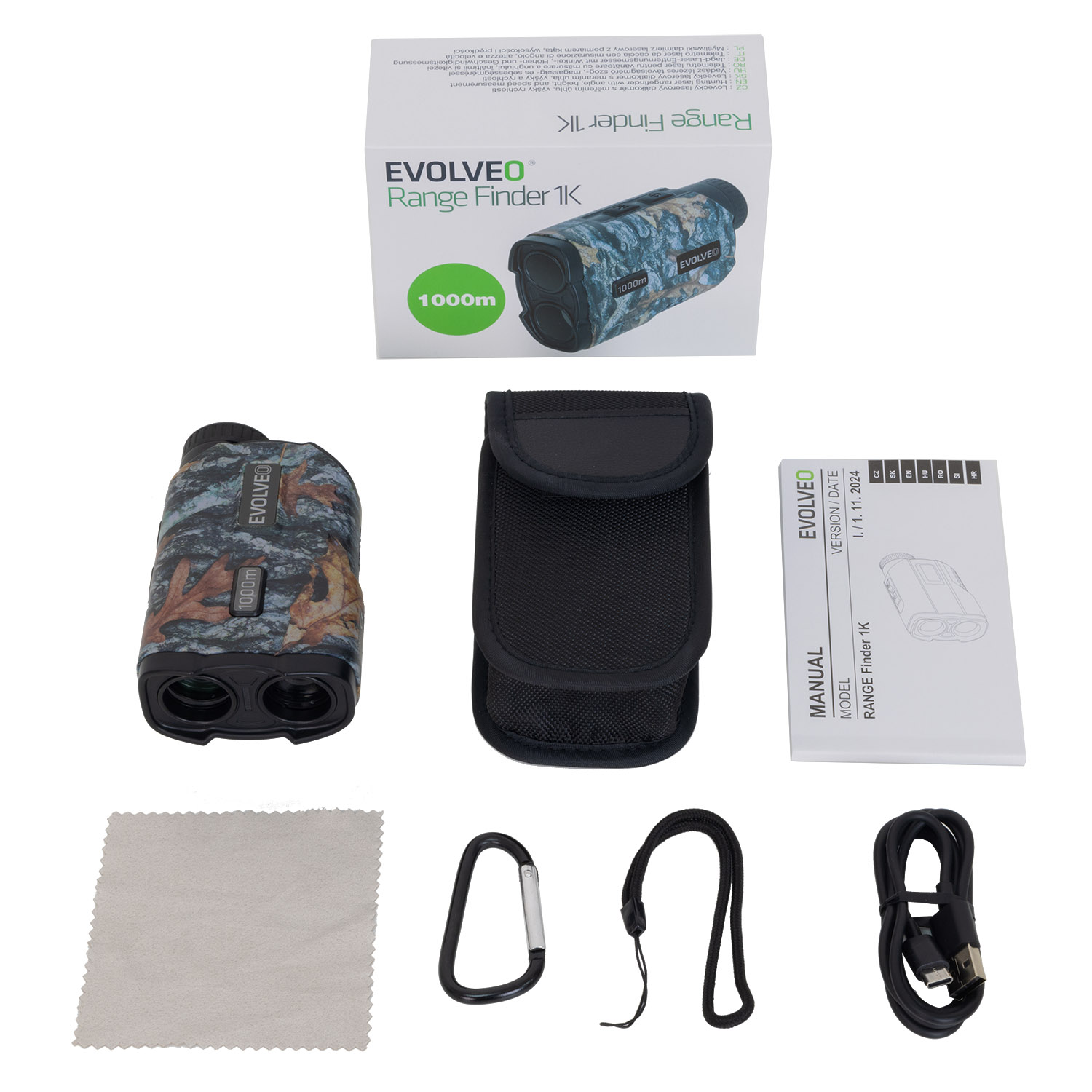 EVOLVEO Range Finder 1K, poľovný laserový diaľkomer s meraním uhla, výšky a rýchlosti 