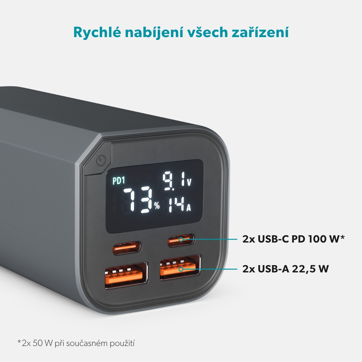 Epico Alu Power Bank PD 100W - 20 000mAh - šedá 