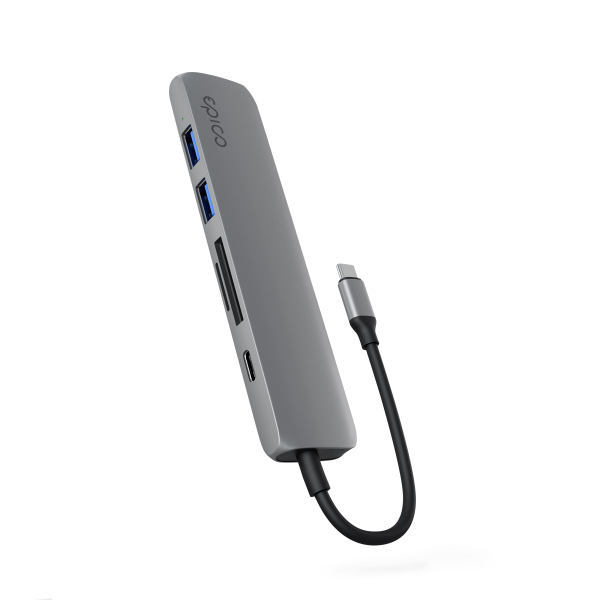 Epico 6v1 hliníkový USB-C 8K hub - šedá 