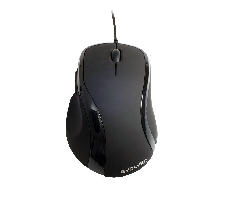 EVOLVEO ML-507B/ Ergonomická/ Laserová/ Pre pravákov/ 1 600 DPI/ Drôtová USB/ Čierna