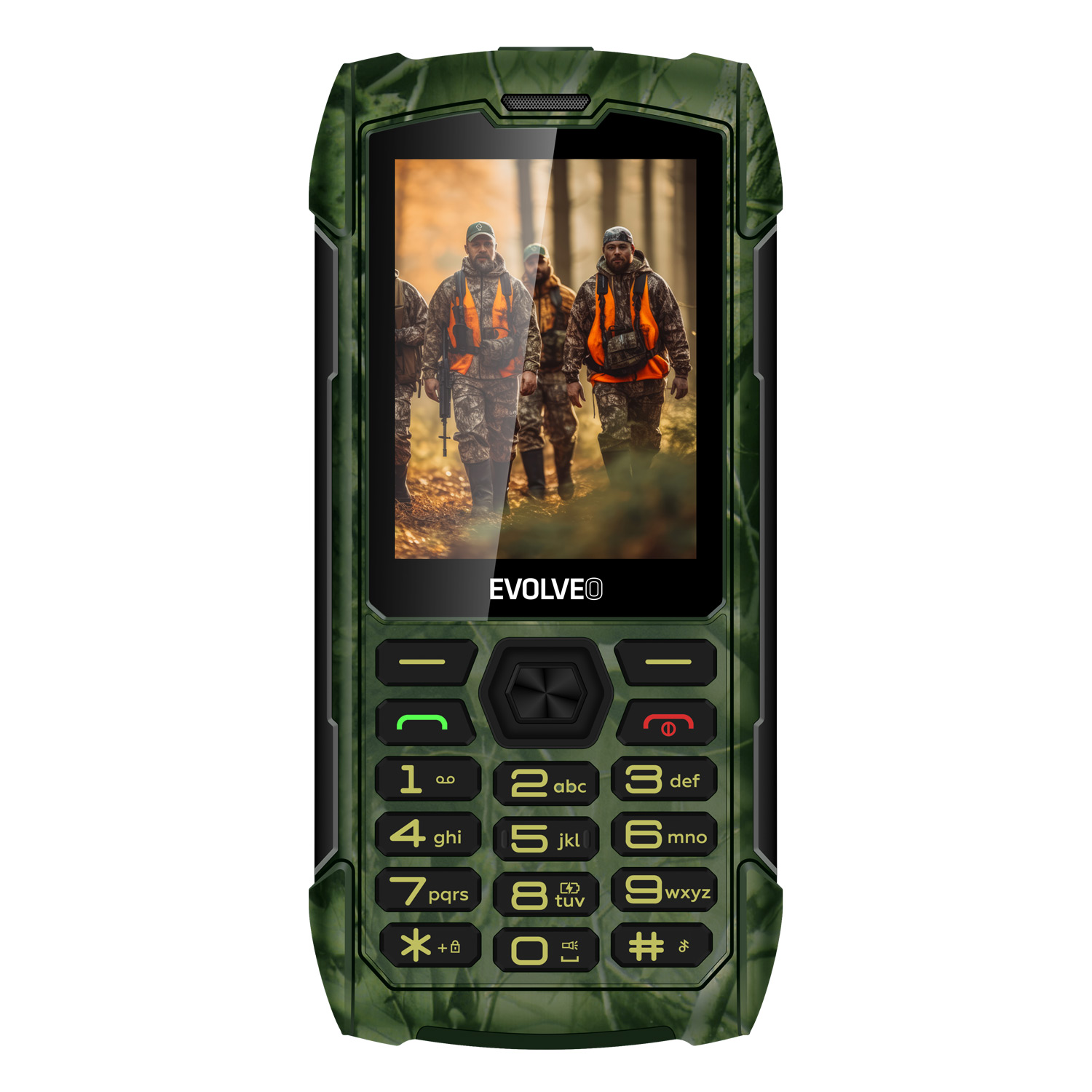 EVOLVEO StrongPhone H1, vodotesný odolný Dual SIM telefón, lovecká kamufláž 