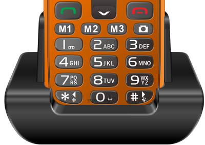 EVOLVEO EasyPhone XR, mobilný telefón pre seniorov s nabíjacím stojanom, oranžový 