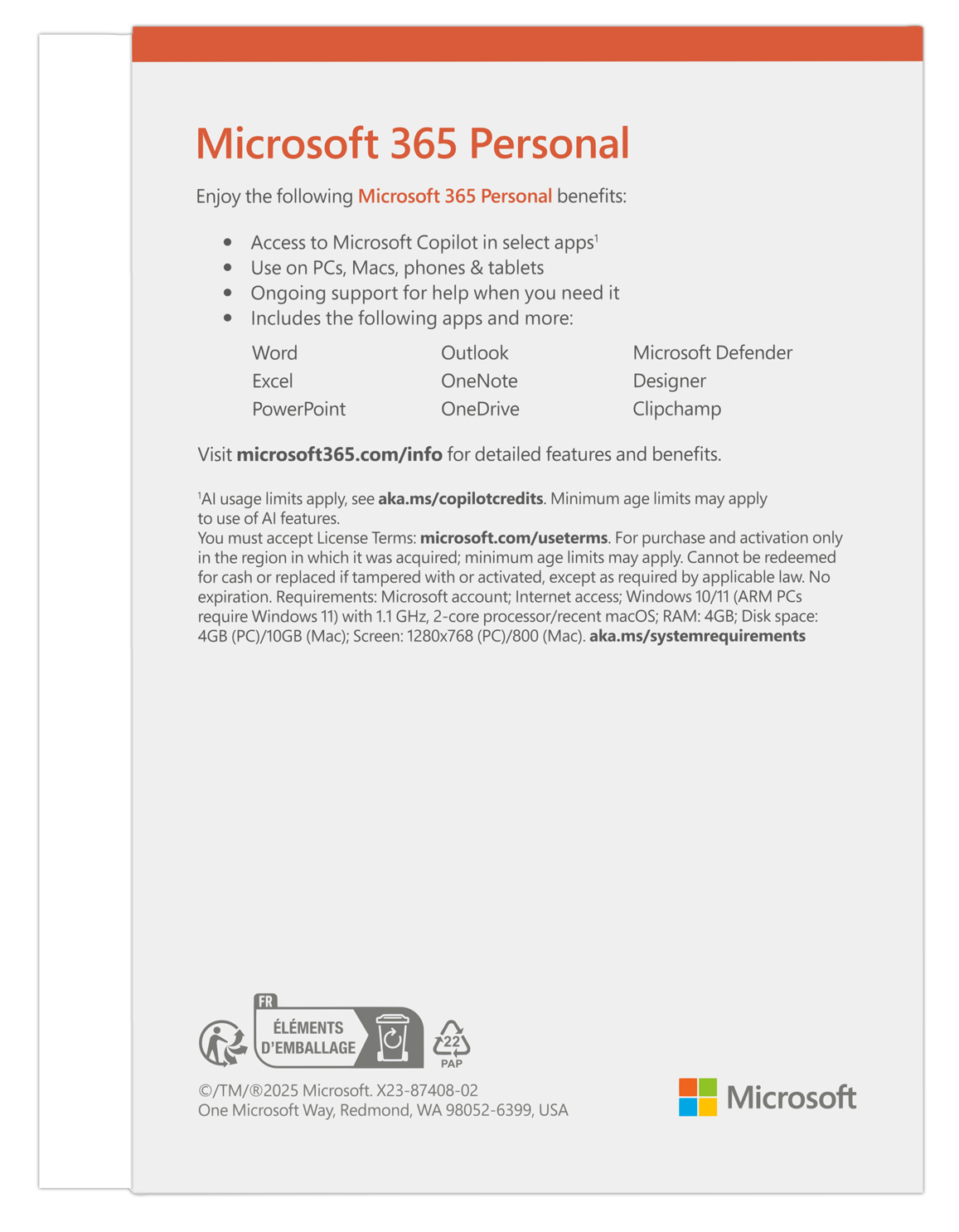 Microsoft 365 Personal FY25H2 Mac/ Win, 1 rok, Eng 