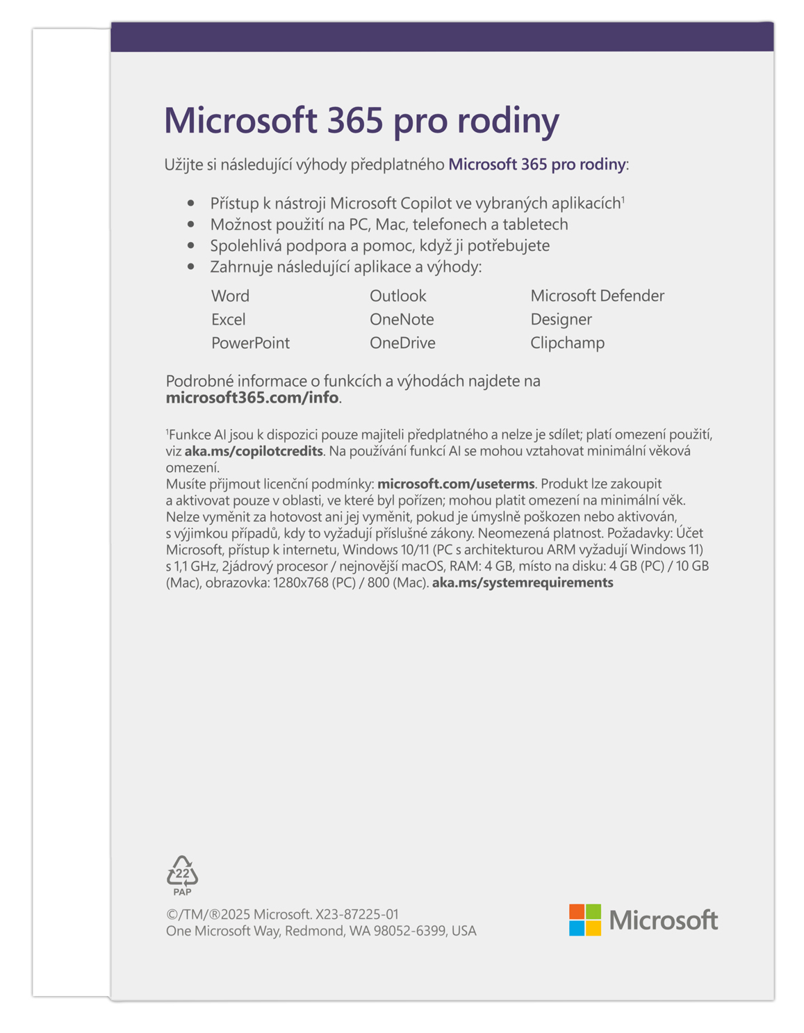 Microsoft 365 Family FY25H2 Mac/ Win, 1 Rok, CZ 