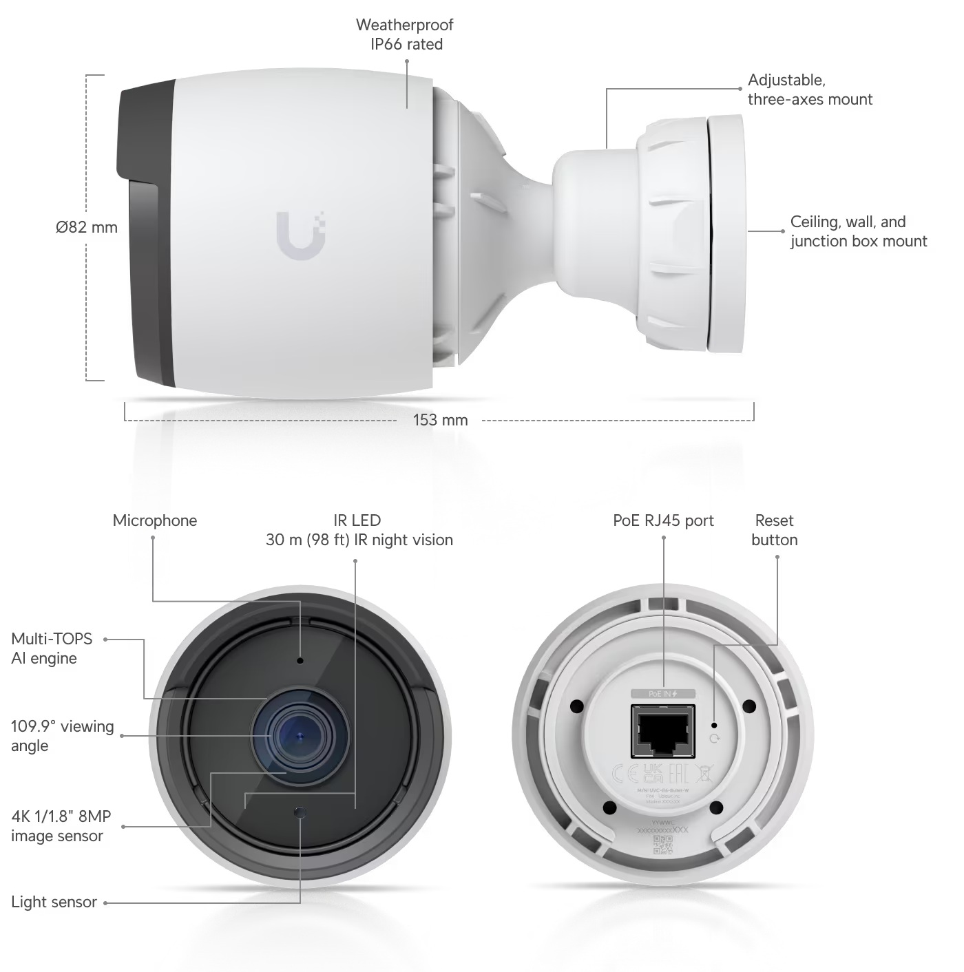 Ubiquiti UVC-G6-Bullet-W - UniFi Protect G6 Bullet, biela 