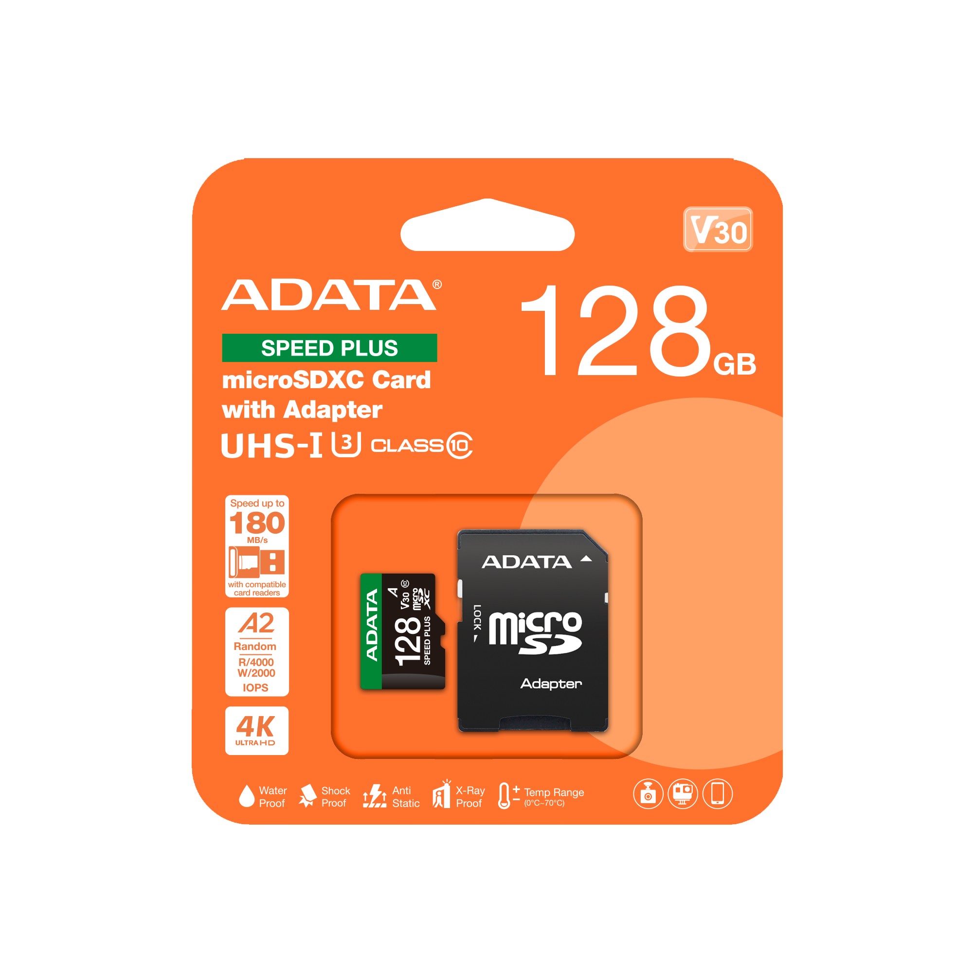 Adata Speed Plus/ Micro SD/ 128GB/ UHS-I U3/ Class 10/ + Adaptér 