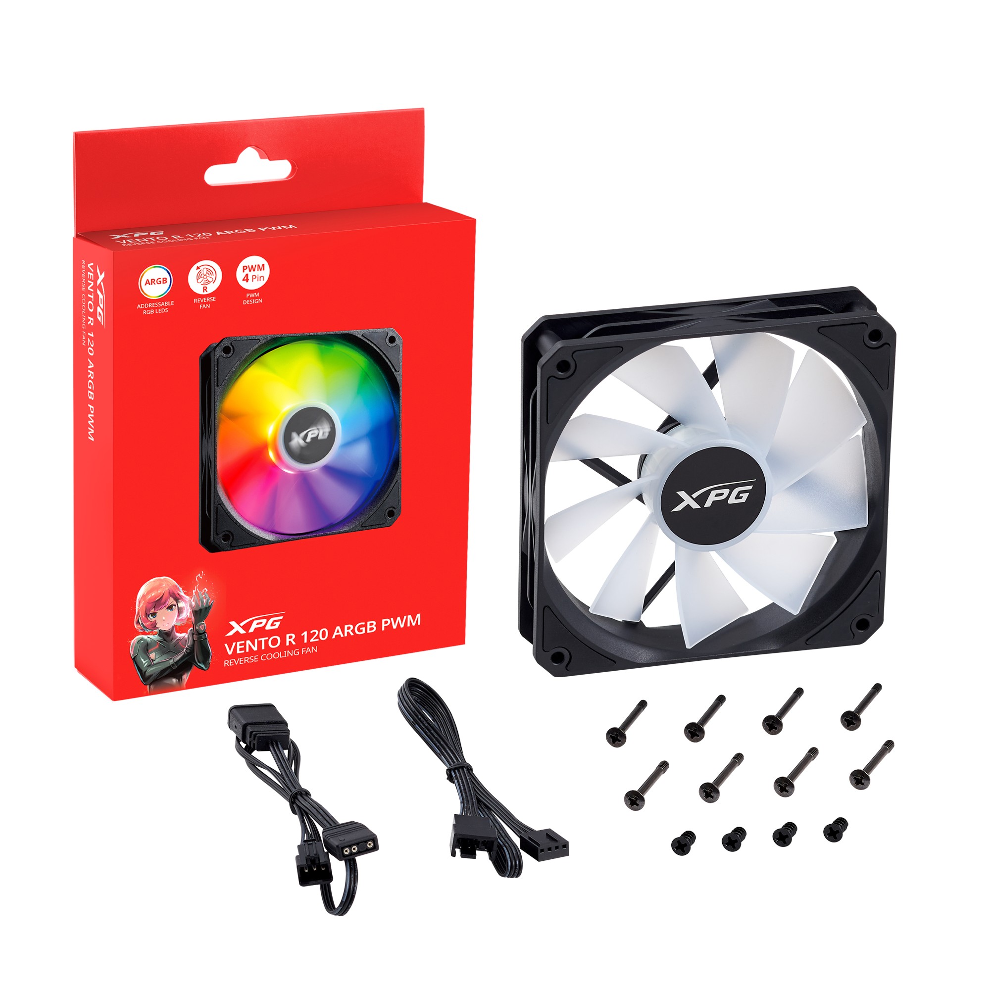 Adata XPG Vento R 120mm fan RGB čierny PWM 