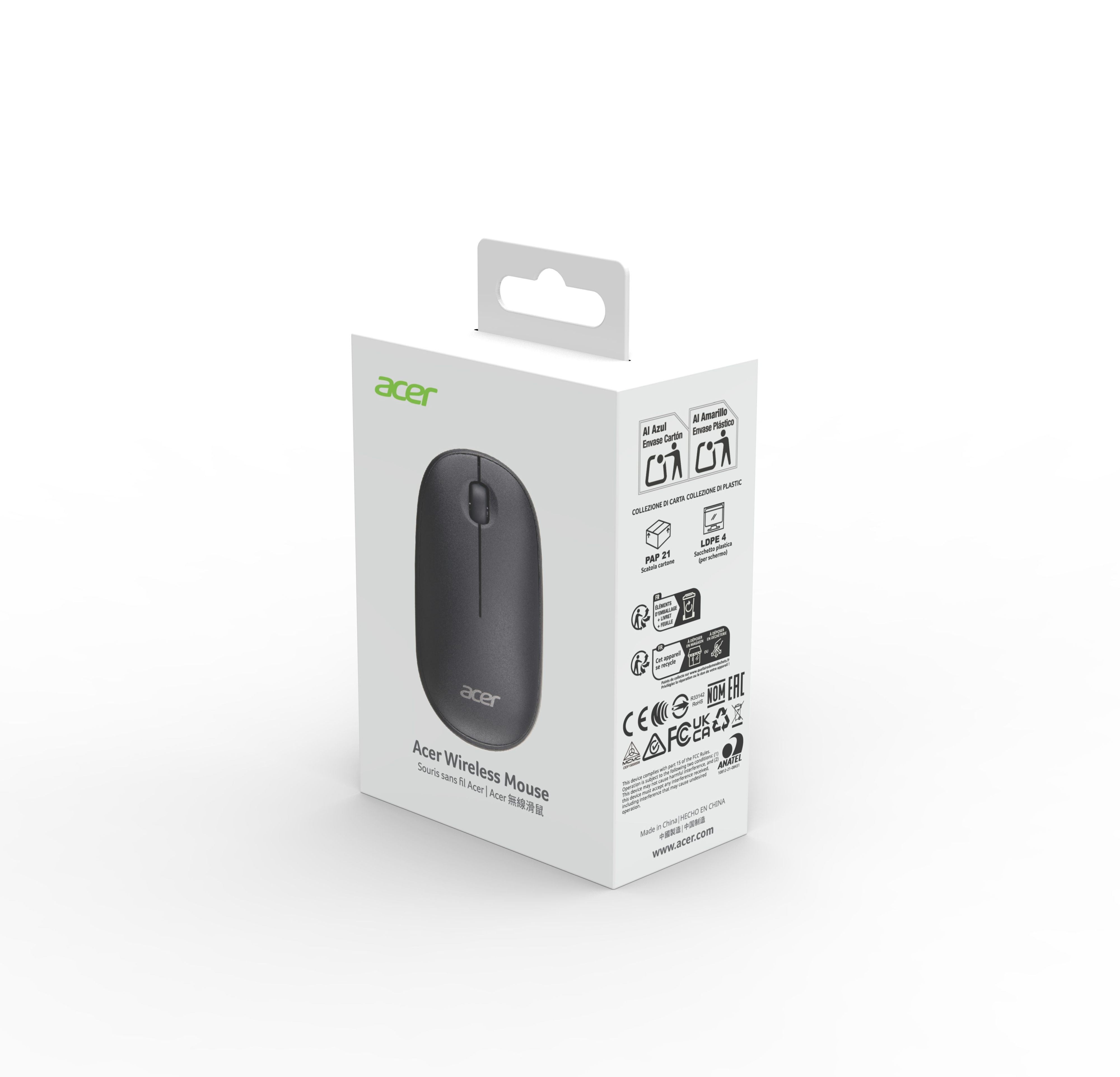 Acer AMR100/ Cestovná/ Optická/ 1 600 DPI/ Bezdrôtové USB/ Čierna 