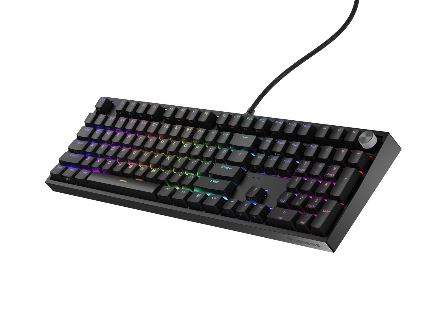 Herná mechanická klávesnica Genesis THOR 404/ RGB/ Outemu Peach Silent/ Drôtové USB-A/ US layout/ Čierna 