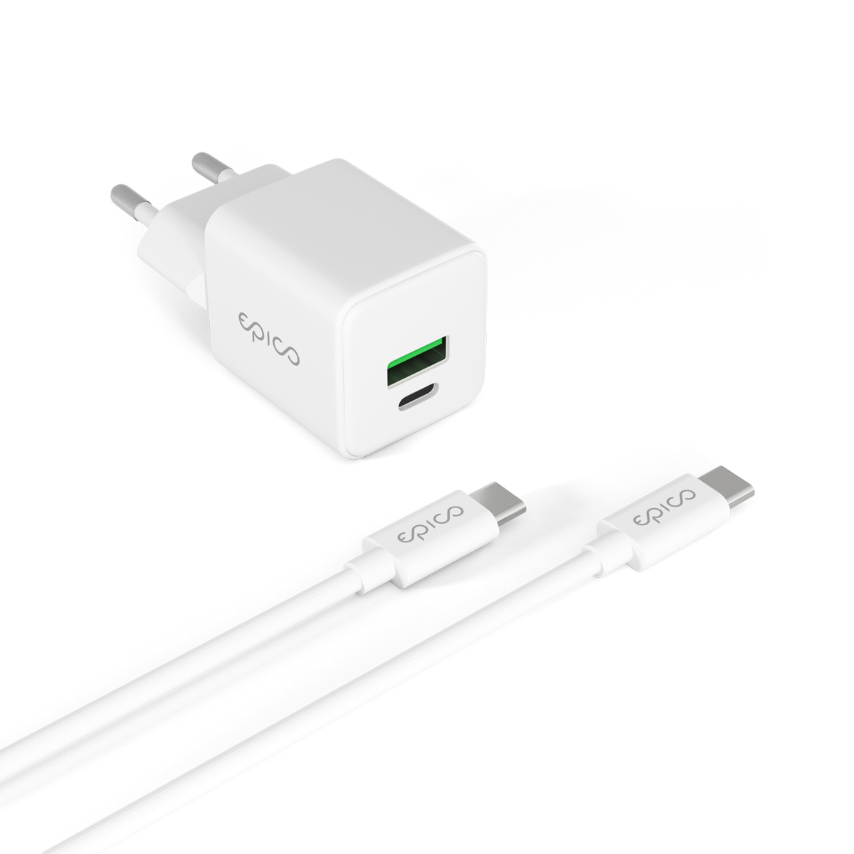 Epico GaN 20W adaptér EA20 s 1, 2 m USB-C káblom 