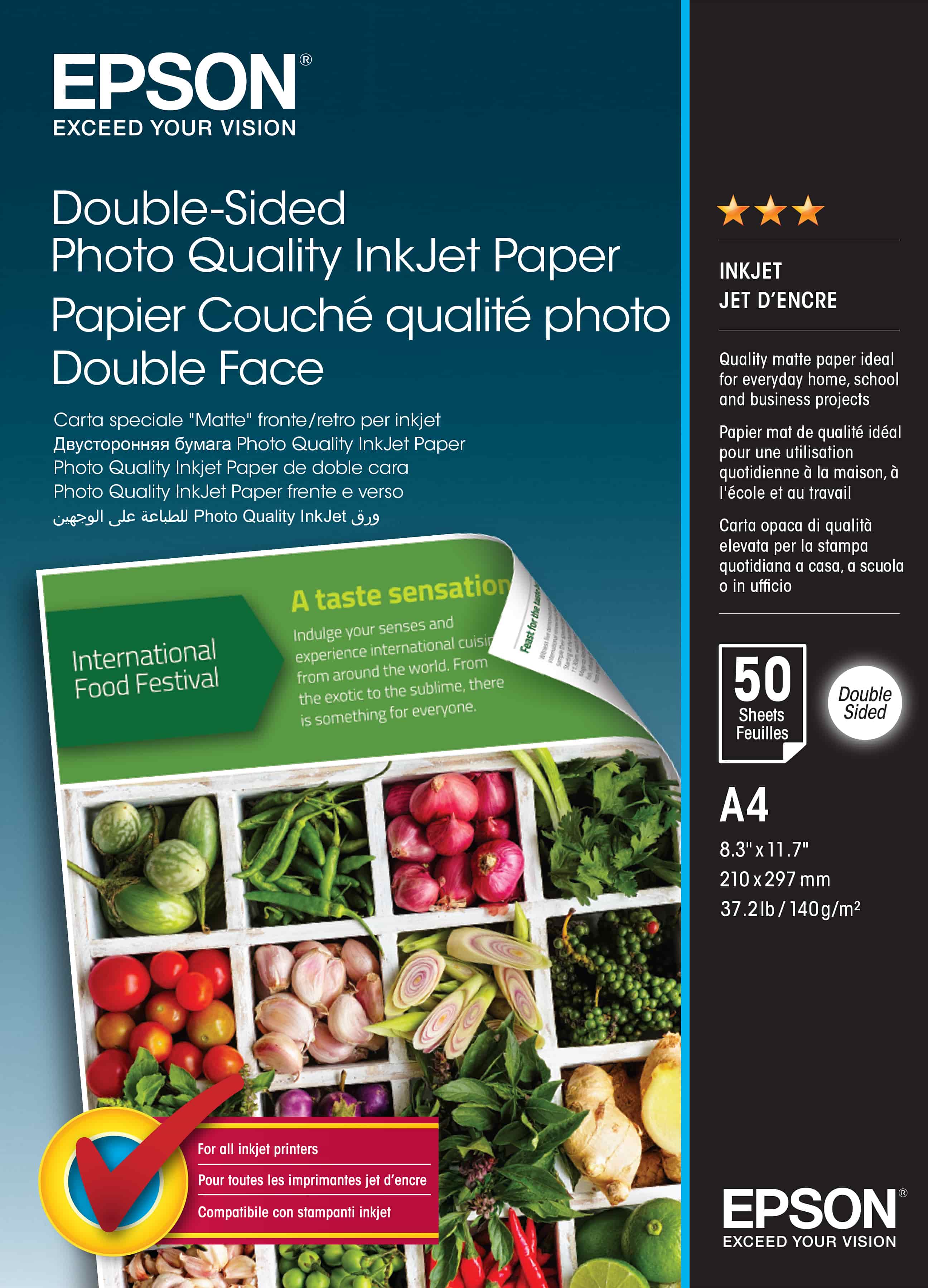 Double-Sided Photo Quality Inkjet Paper, A4, 50 sheets
