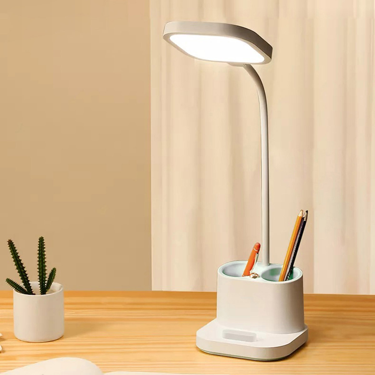 Platinet stolná LED lampa 5W, integrovaná batéria 2400mAh, USB port, biela 