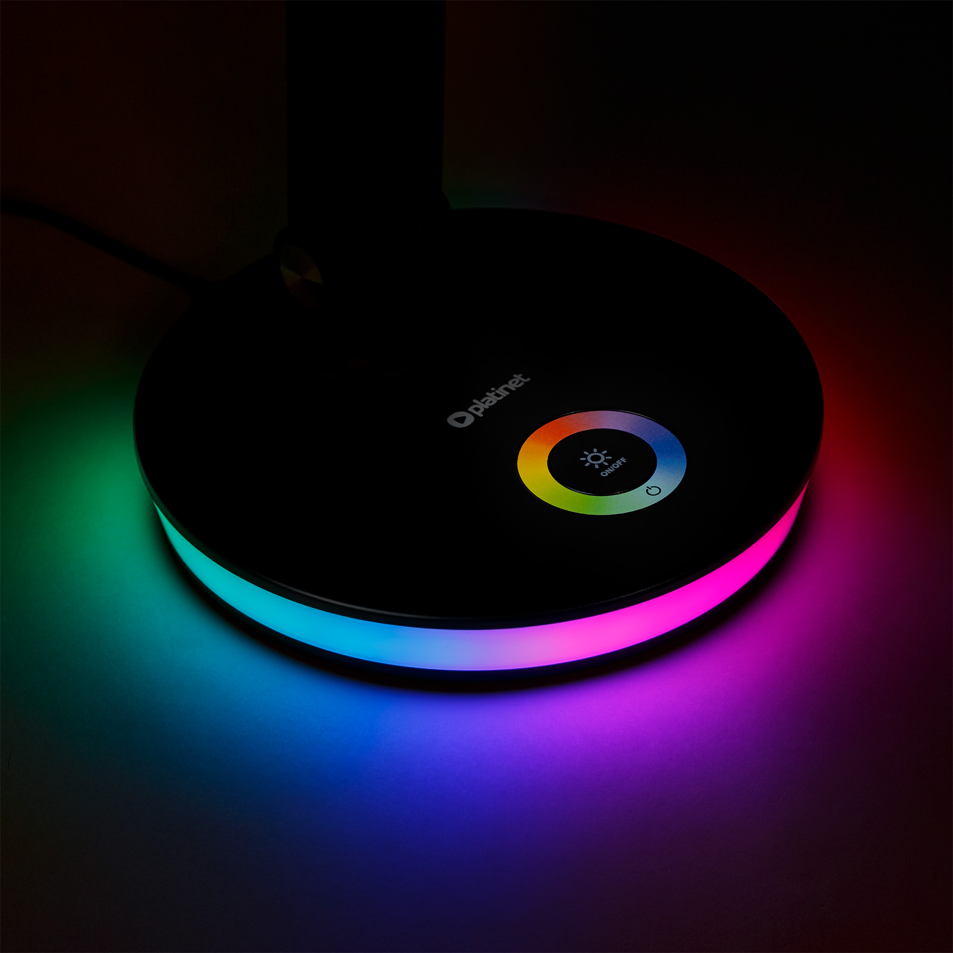 Platinet stolná LED lampa 12W stmievateľná, dotykové ovládanie, USB port, čierna 