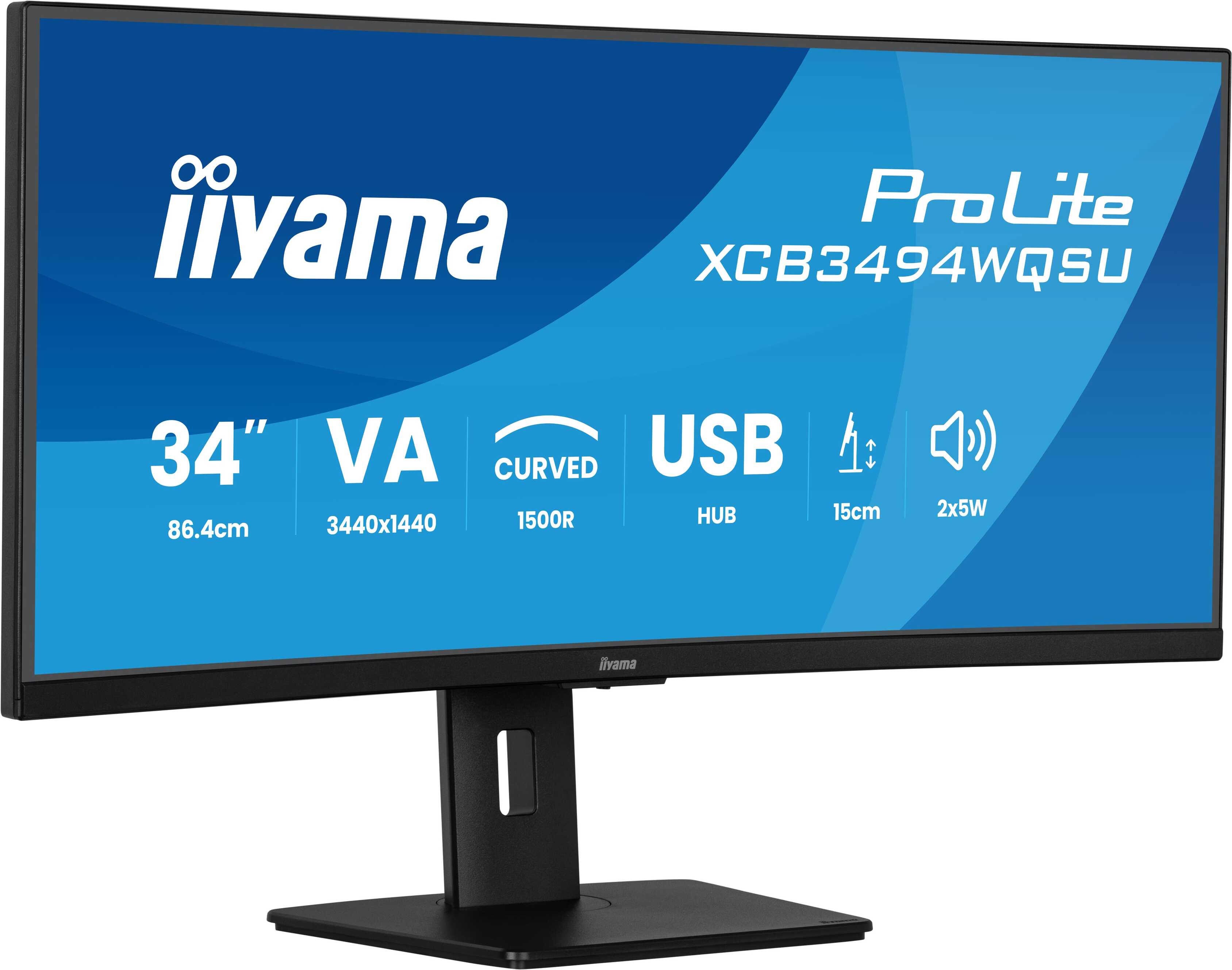 iiyama ProLite/ XCB3494WQSU-B1/ 34"/ VA/ wQHD/ 120Hz/ 0, 4ms/ Black/ 3R 