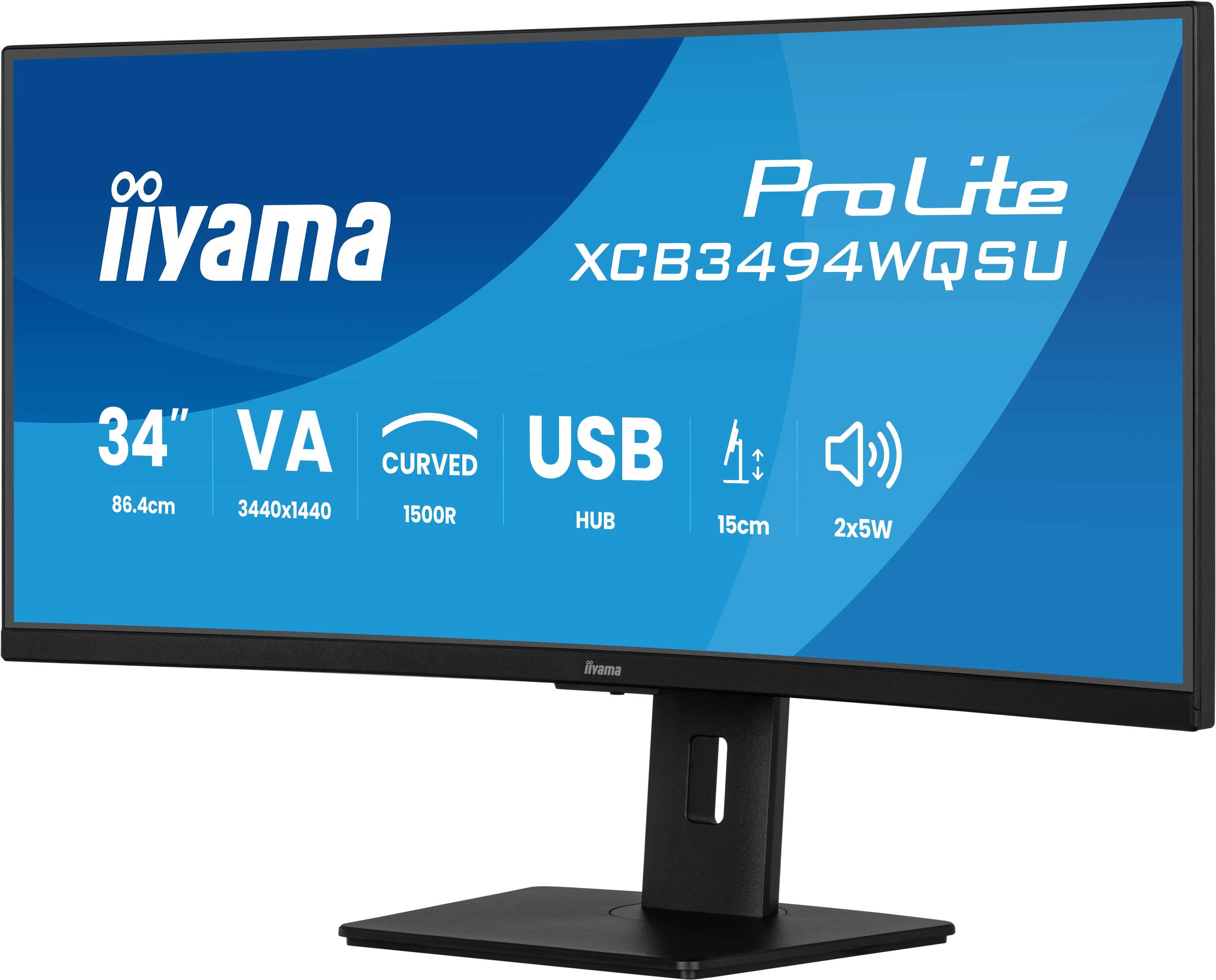 iiyama ProLite/ XCB3494WQSU-B1/ 34"/ VA/ wQHD/ 120Hz/ 0, 4ms/ Black/ 3R 