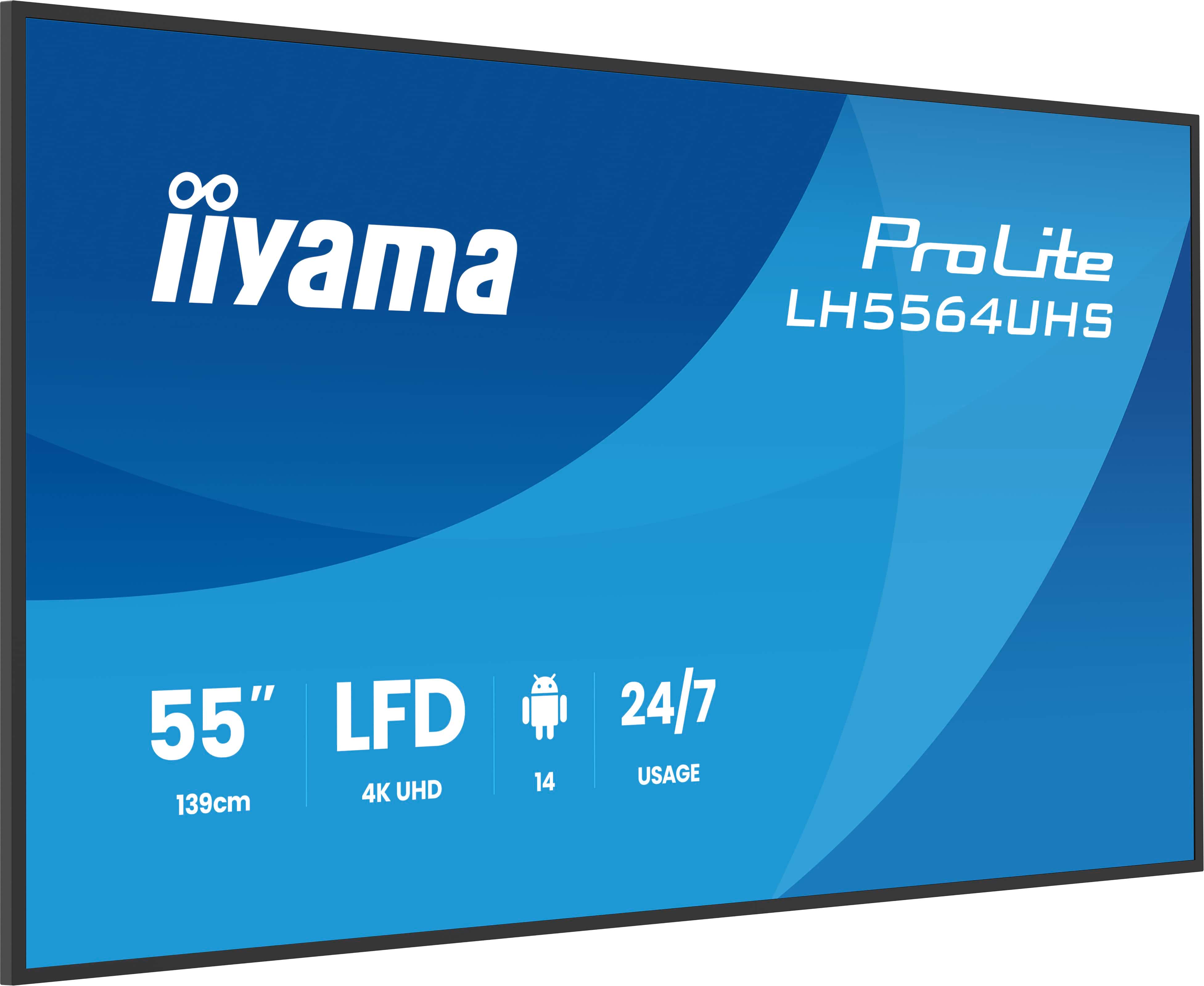 55" iiyama LH5564UHS-B1AG: VA, 4K UHD, Android, 24/ 7 