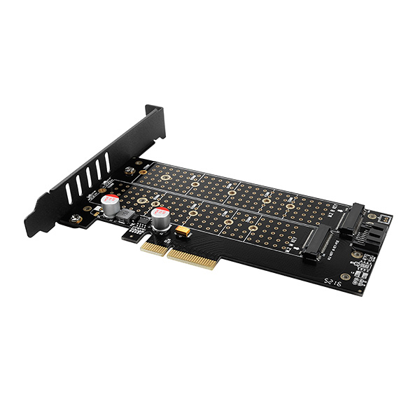 AXAGON PCEM2-DC, PCIe x4 - M.2 NVMe M-key + SATA B-key slot adaptér, chladič, vr. LP 