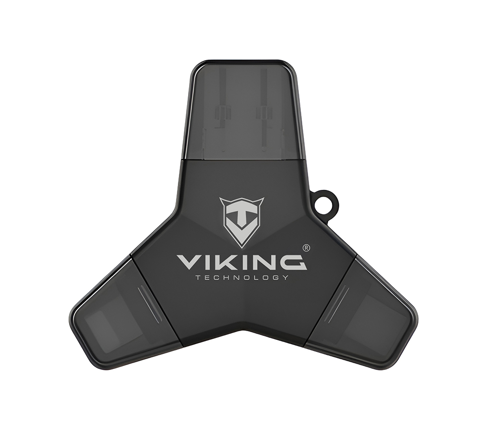 VIKING USB FLASH DISK 3.0 4v1 64GB, S KONCOVKOU APPLE LIGHTNING, USB-C, MICRO USB, USB3.0, strieborná 